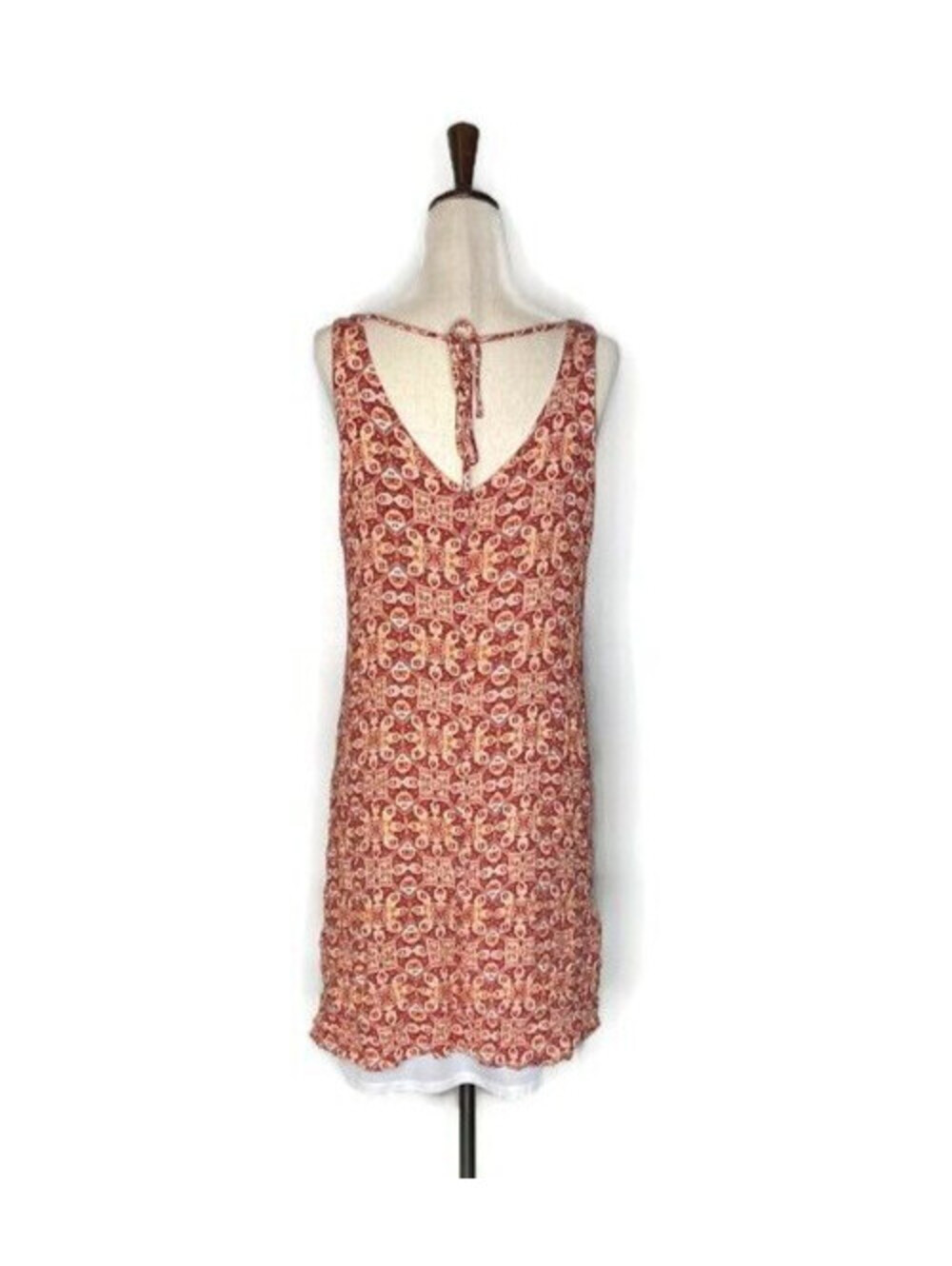 Bobeau Womens Casual Gauzy Orange Tank Sheath Dress Boho Lined Size Small - Picture 3 of 7